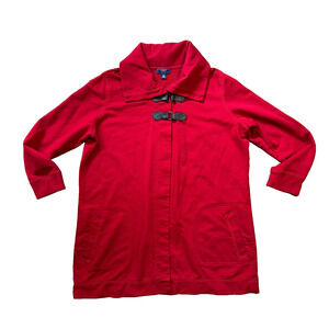 Vintage Chaps Denim Women’s 2X Red Cotton Toggle Jacket Cardigan Coat Plus Size